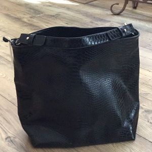 Lulu Darma Black Snake Skin Boxy Bucket Purse